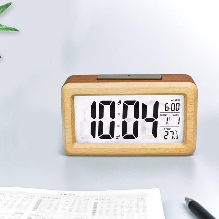Latitude Run® Digital Solid Wood Electric Tabletop Clock in Classic
